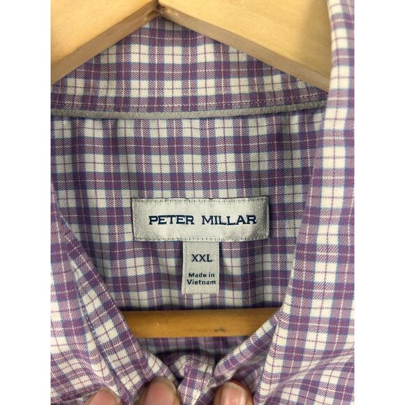 Peter Millar XXL Purple Plaid Button Down Shirt Classic Fit Long Sleeve - Picture 7 of 7